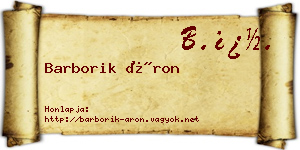 Barborik Áron névjegykártya